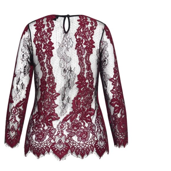 City Chic Lace Black and Brick Red Top. New With Tags - Picture 4 of 8